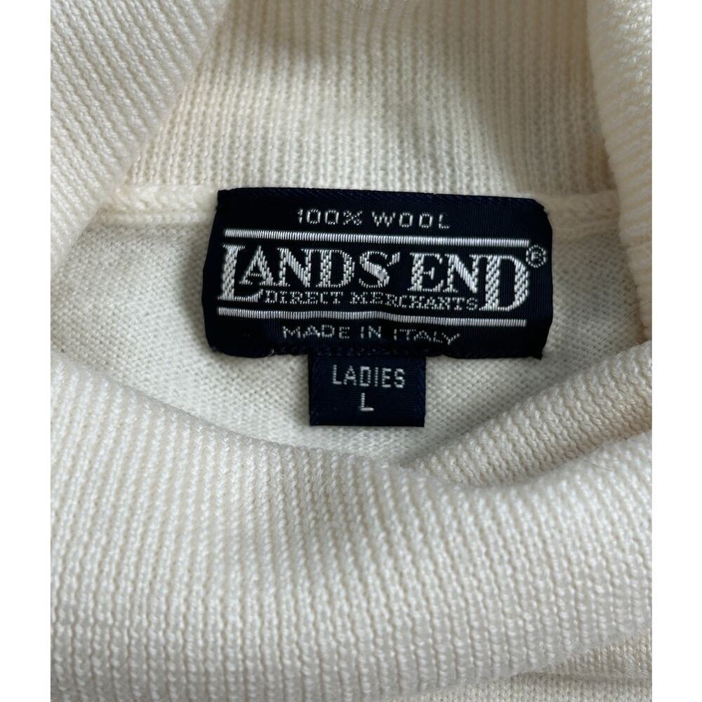VTG Land’s End 100% Wool Women’s Knit Turtleneck Sweater Ivory Large Italy Made - Picture 4 of 6